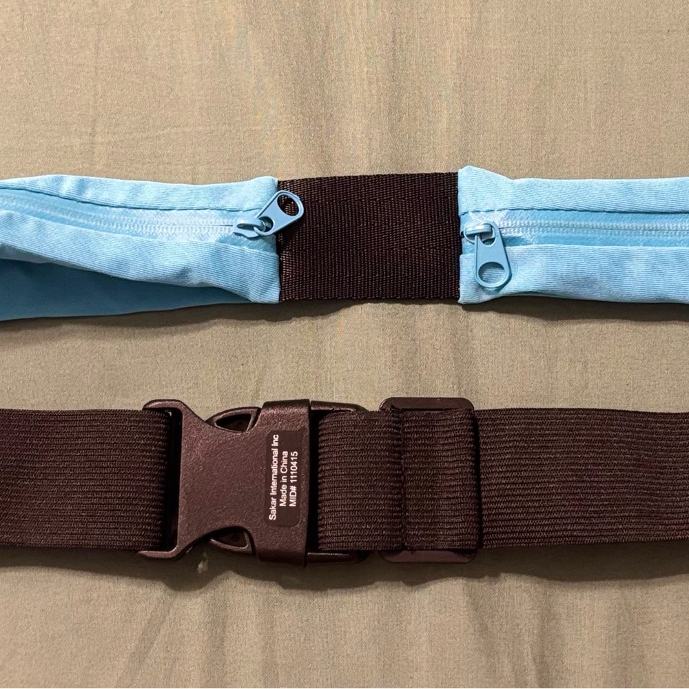 Blue and Black Adjustable Belt with Zipper Great for running or walking!